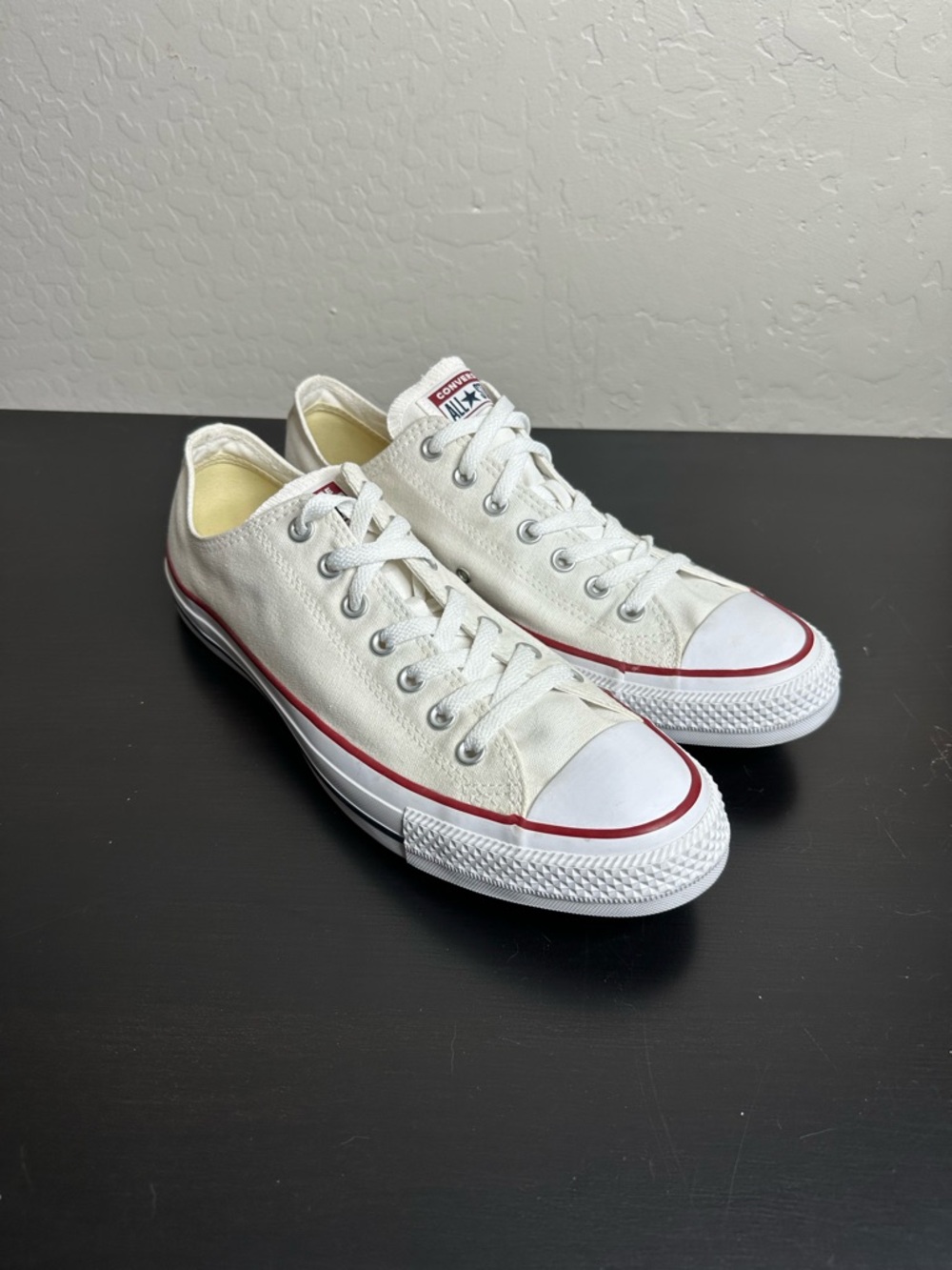 Converse Low Top Sneakers - White with Red Trim